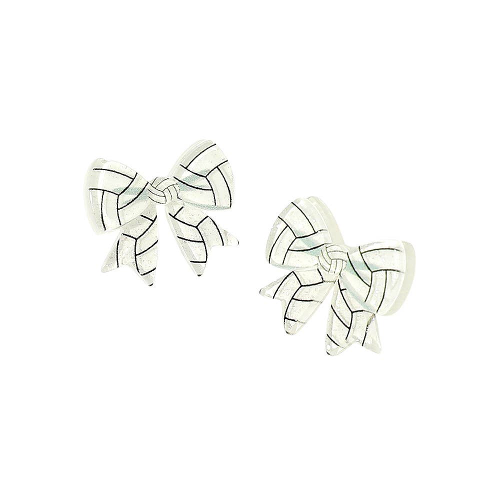 Resin Sports Baseball/Basketball/Football Bow Stud Earrings: Volleyball