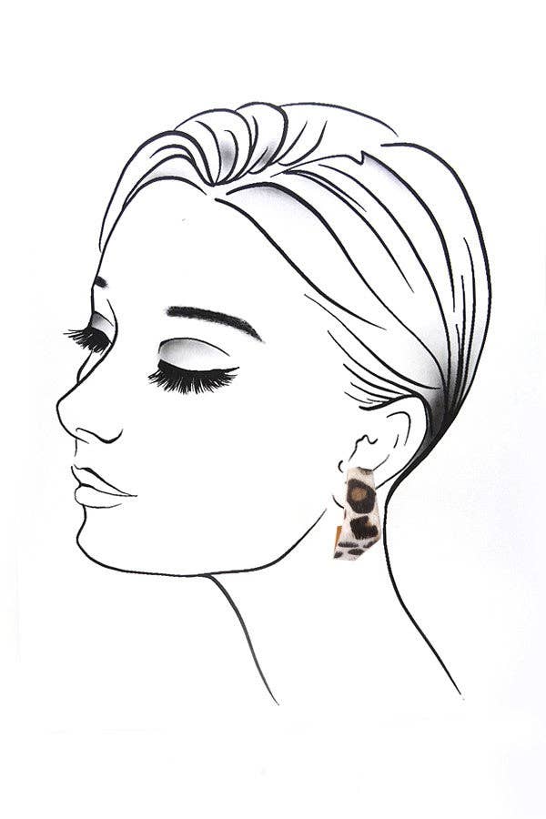 FAUX FUR GEO SQUARE ANIMAL HOOP EARRINGS | 31E21789: GOLD