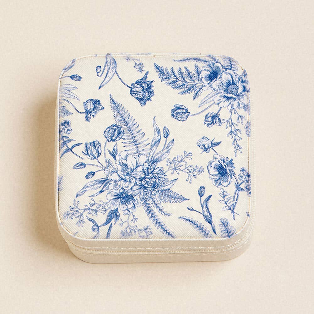 Flower Pattern Portable Square Jewelry Box