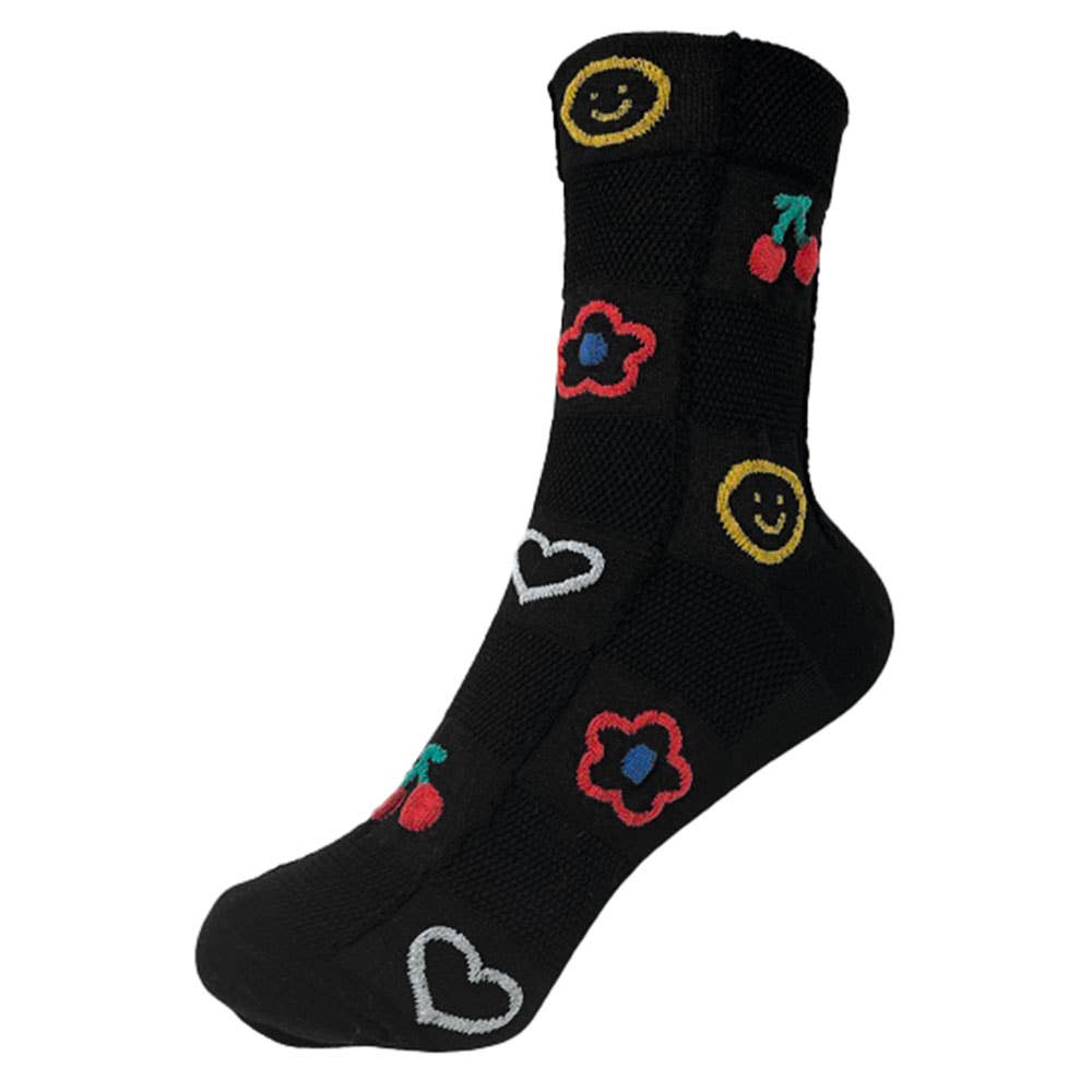 10Pairs - Cherry Flower Heart Smile Face Patterned Socks