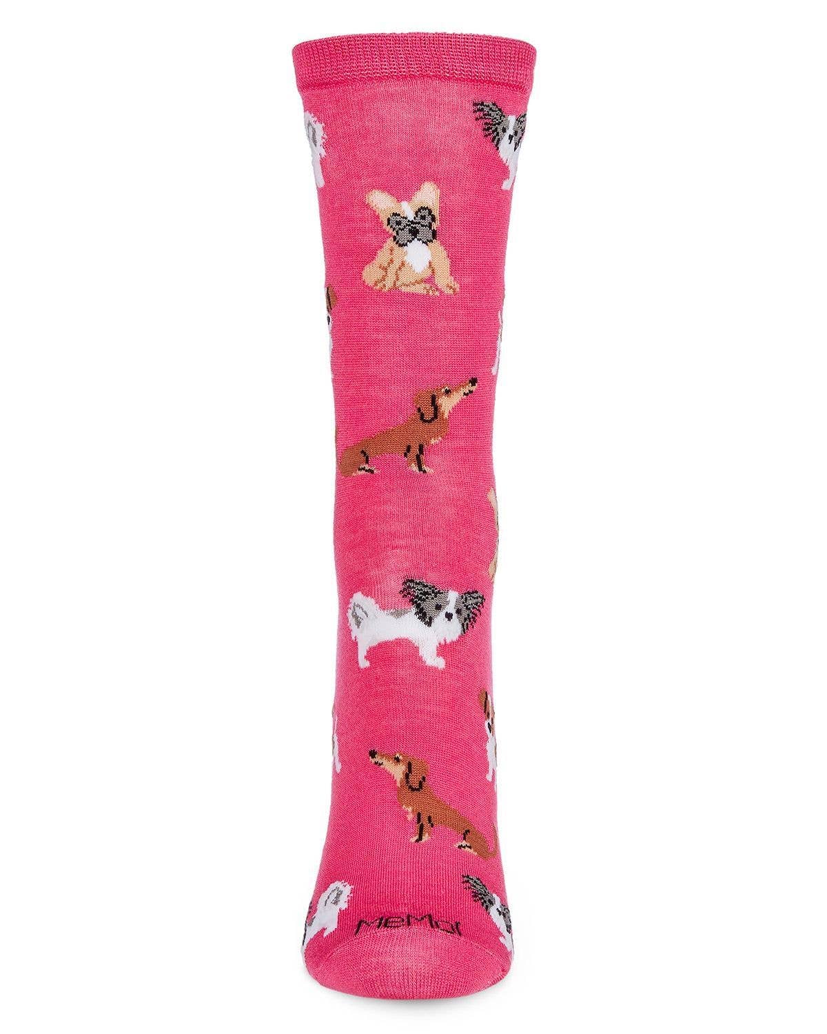 MeMoi They Call it Pupper Love Bamboo Blend Crew Socks: Denim Heather / 9-11