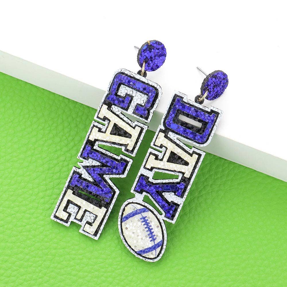 Game Day Message Football Bling Dangle Earrings
: M9
