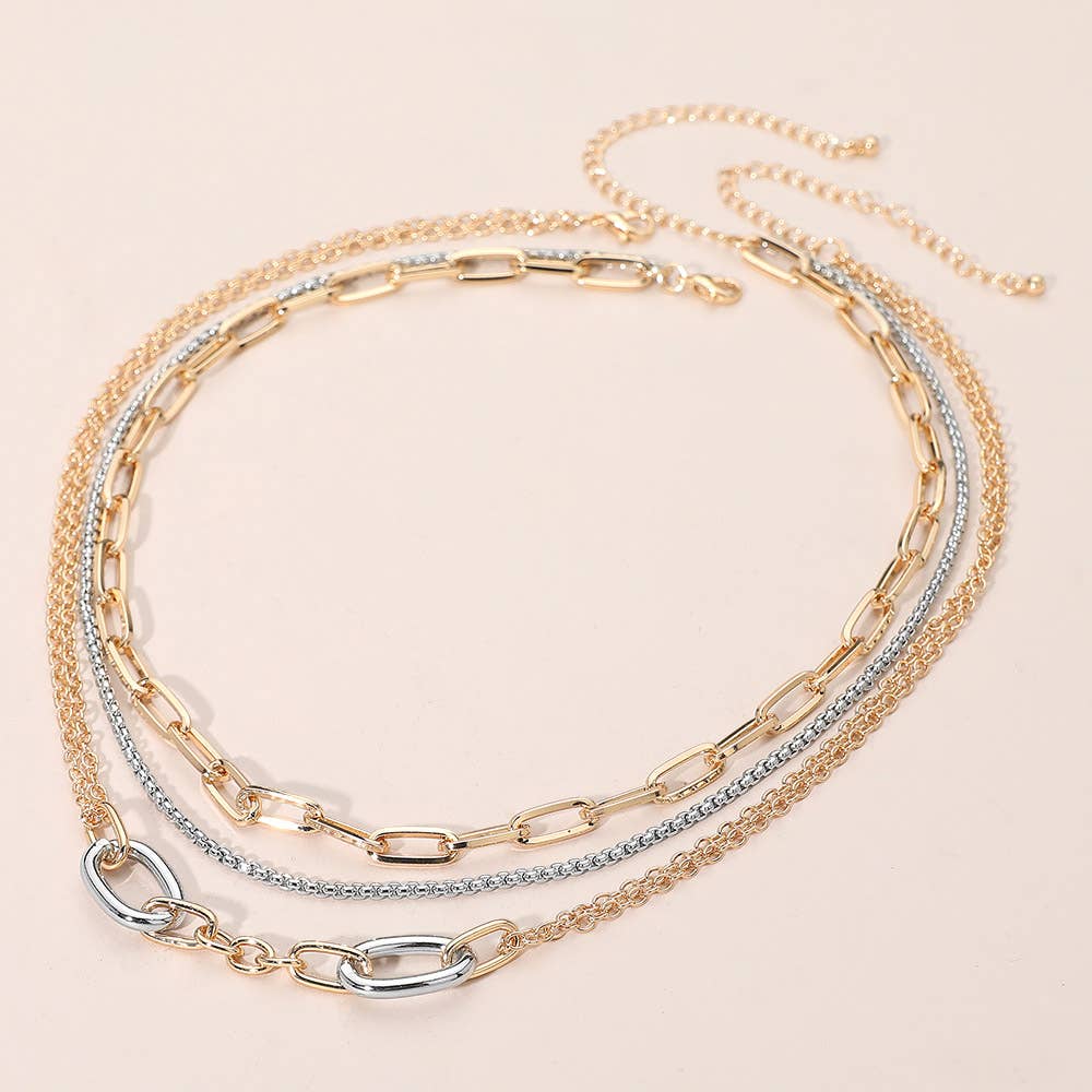 2PCS - Metal Link Paperclip Chain Layered Necklace