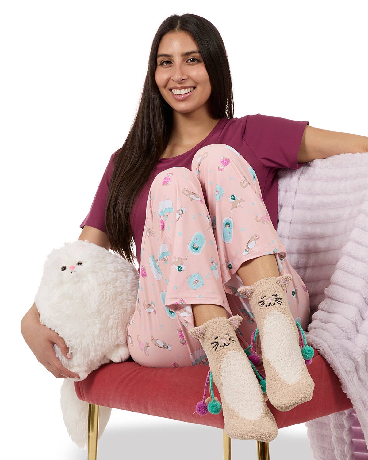 Cat Embellished Plush Crew