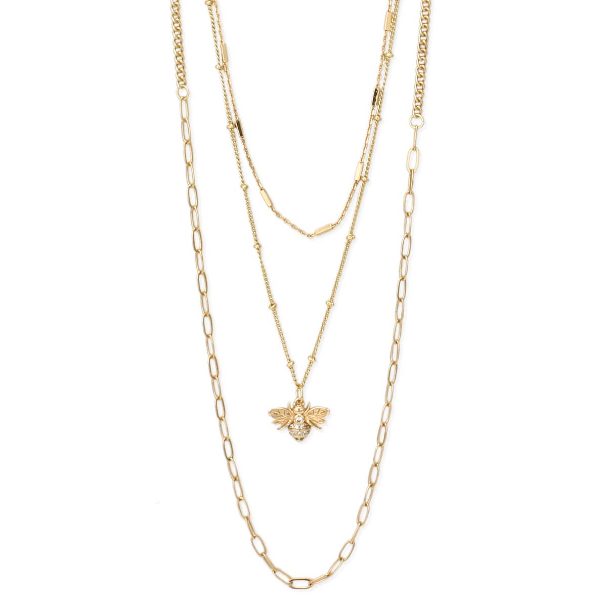 Garden Gold Bee Charm Layer Necklace