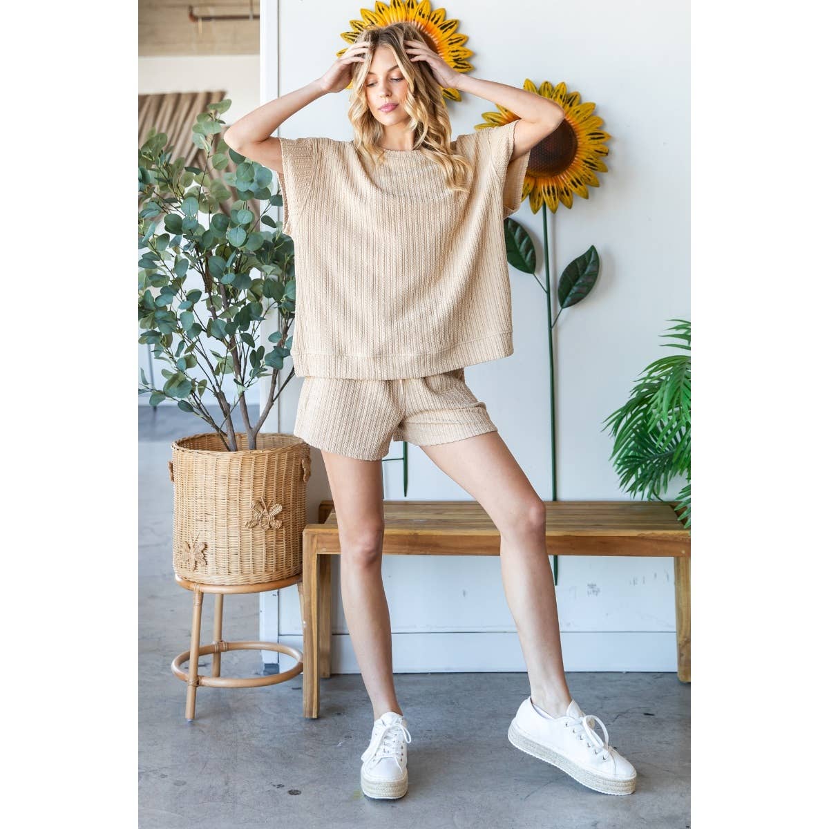Waffle Textured Knit Pants
