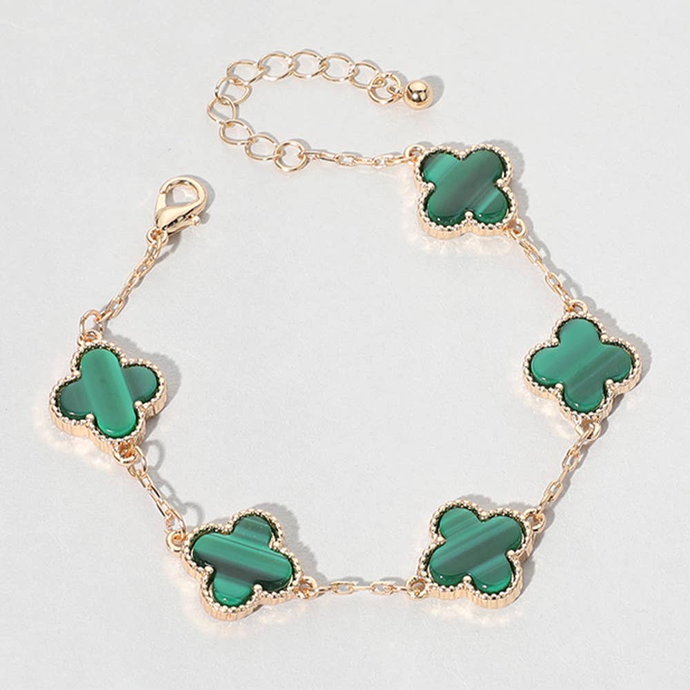 Quatrefoil Link Bracelet: Silver Black