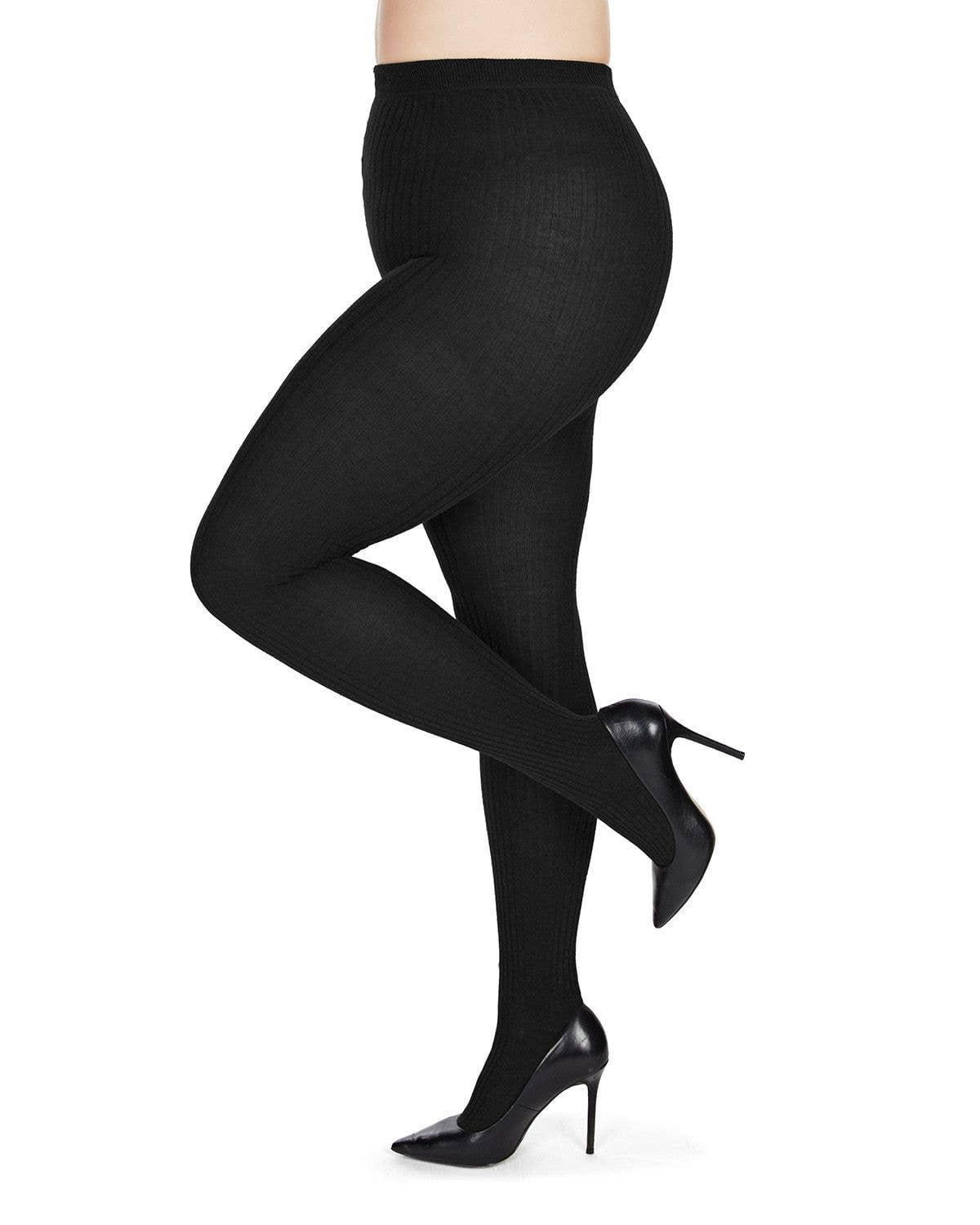 MeMoi Boston Ribbed Sweater Tights: Lt Taupe Heather / L-XL
