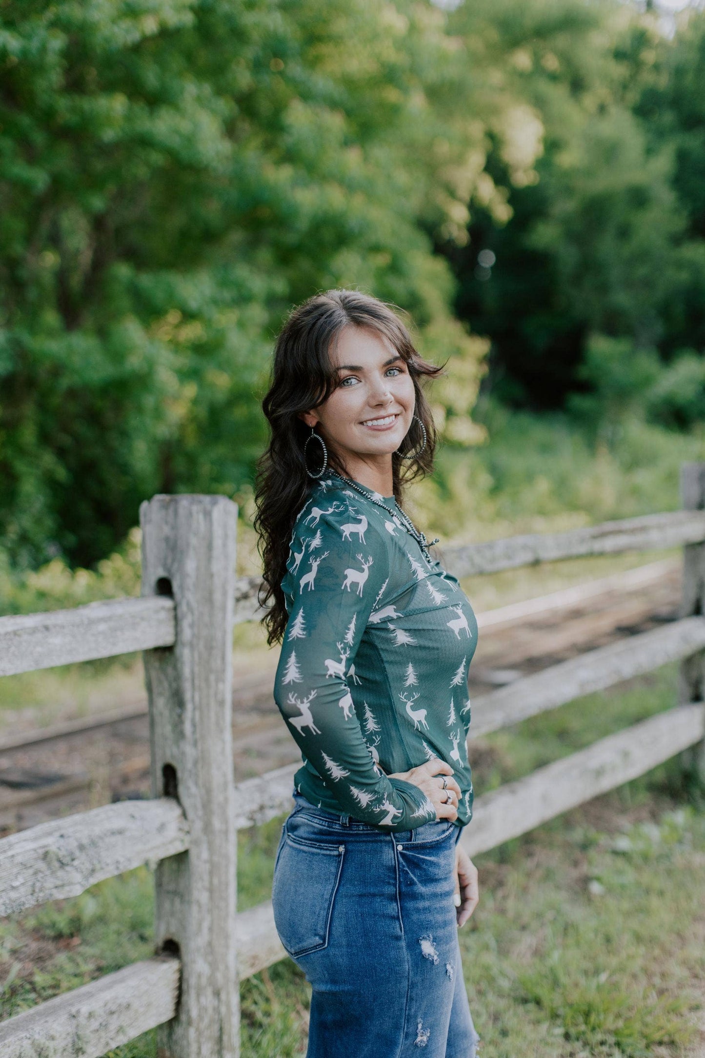 MK824 Oh My Deer Christmas Mesh Top