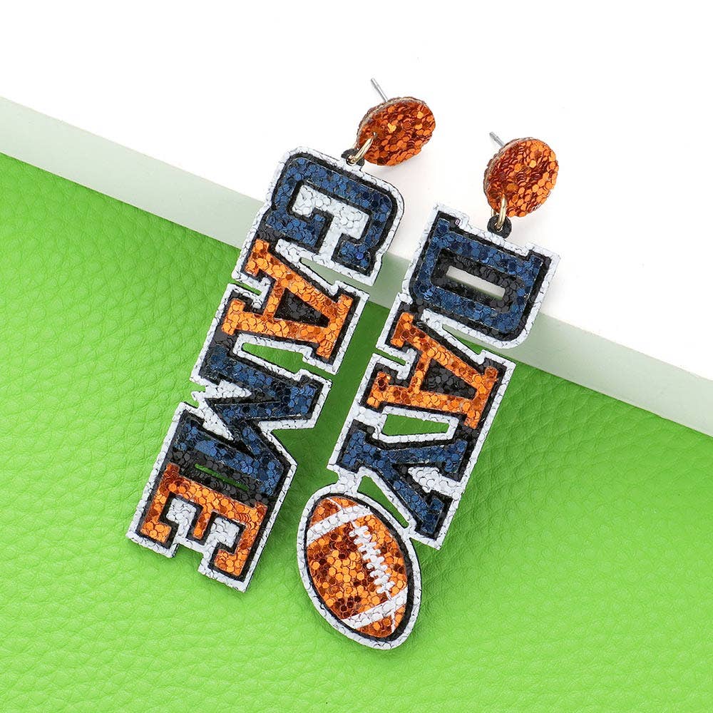 Game Day Message Football Bling Dangle Earrings
: M9