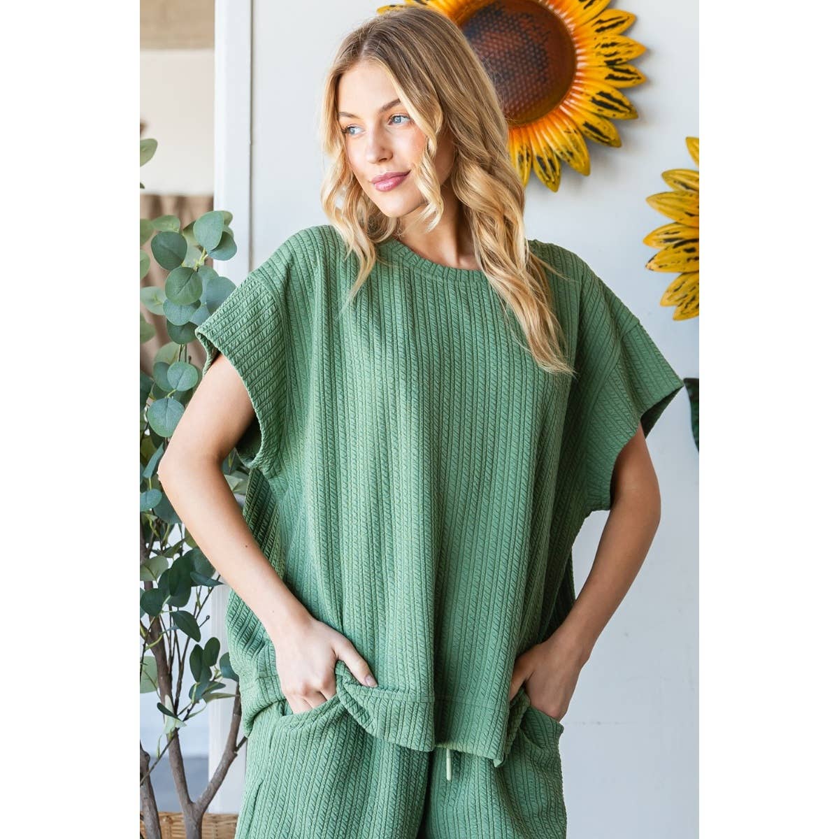 Waffle Textured Knit Top