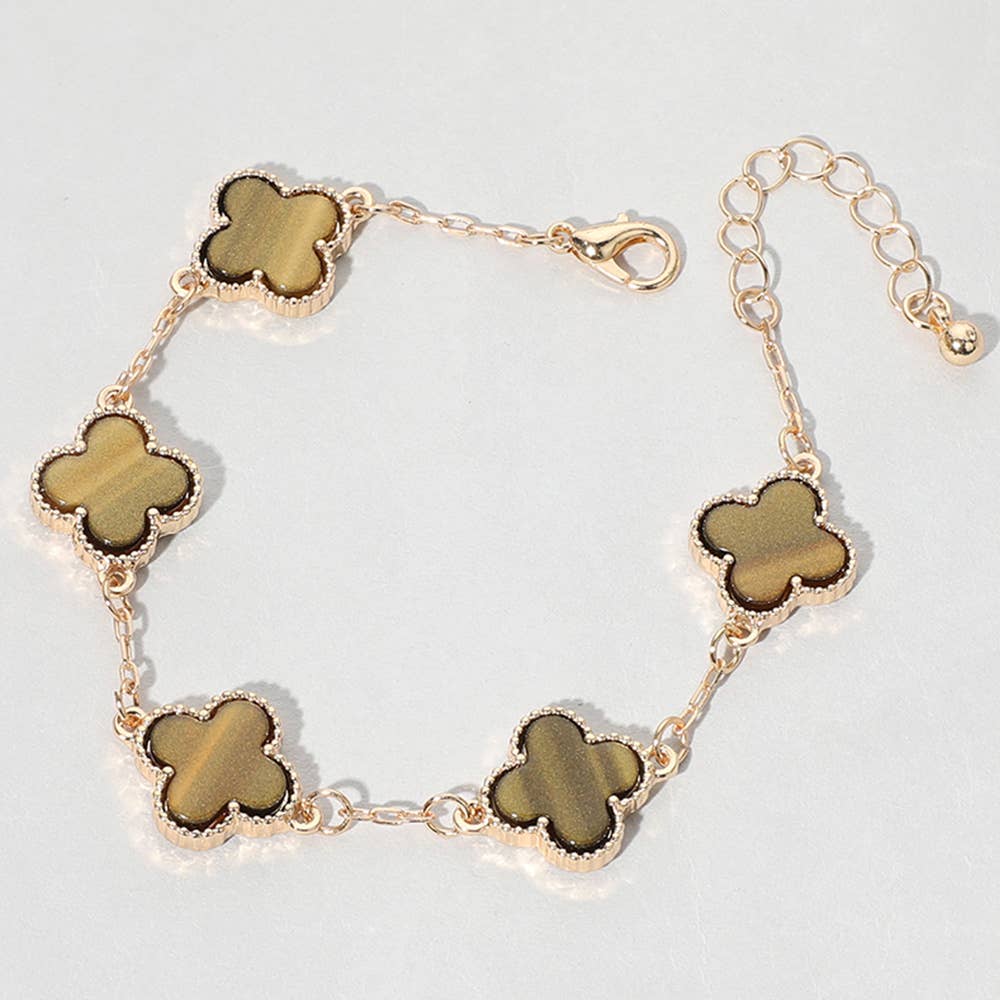 Quatrefoil Link Bracelet: Silver Black