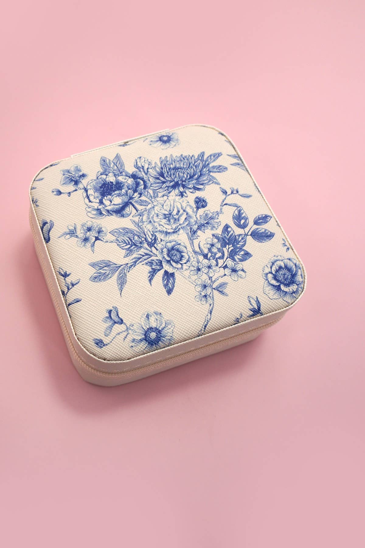 DESIGNED JEWELRY ORGANIZER TRAVEL BOX CASE | 40P566: FLOWER C OFF WHITE