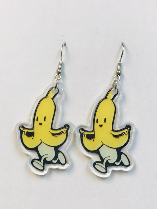 Running Banana Earring, Acrylic Going Bananas Earrings