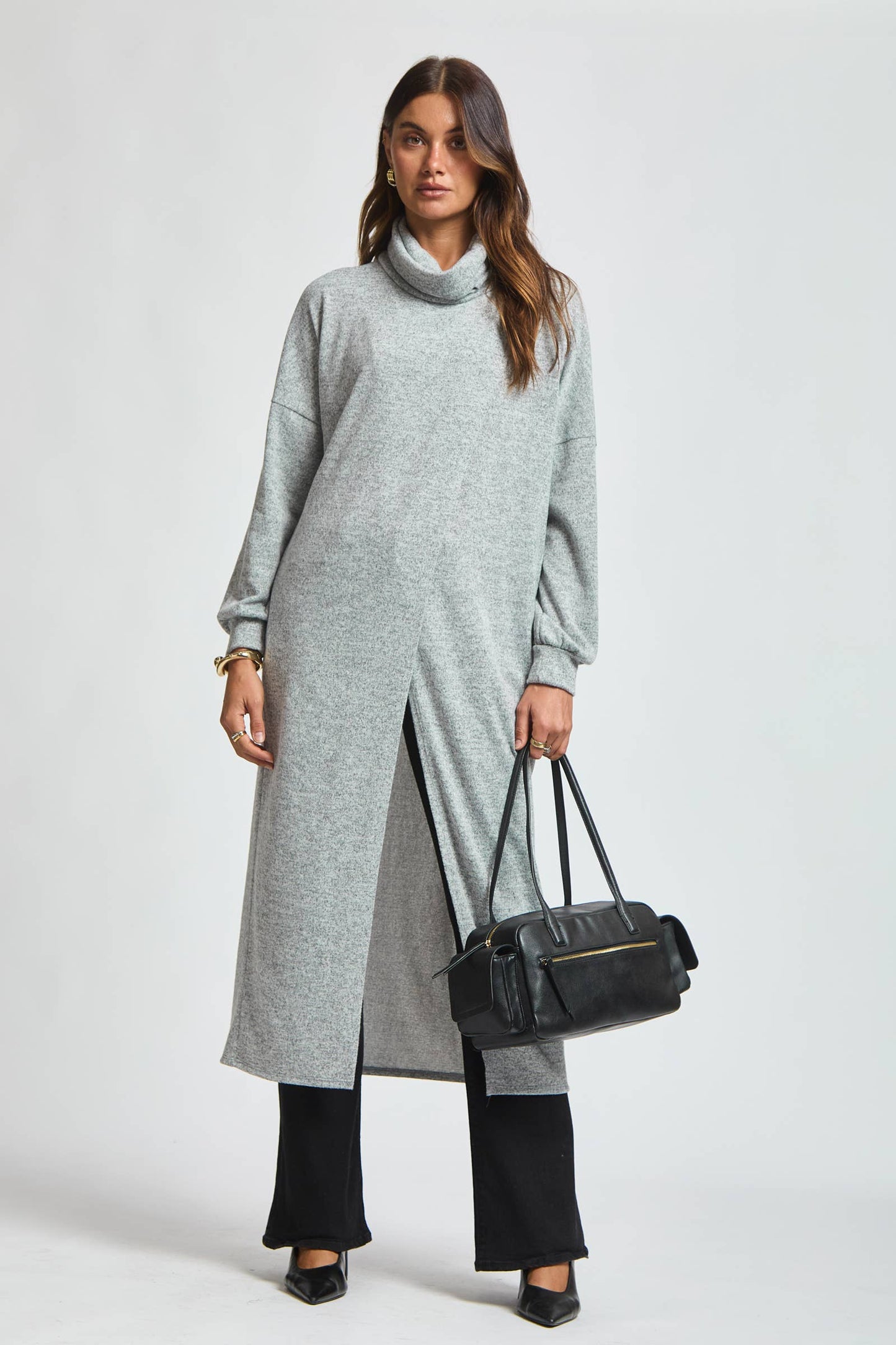 Flowy Surplice Wrap Duster