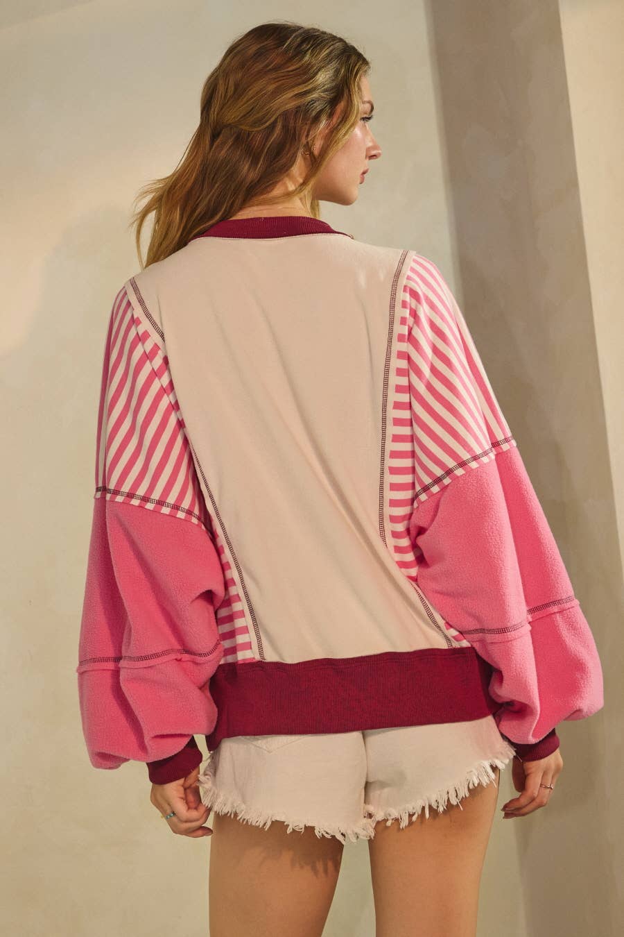 Polar Fleece Color Block Sweatshirt: Mint Combo / M