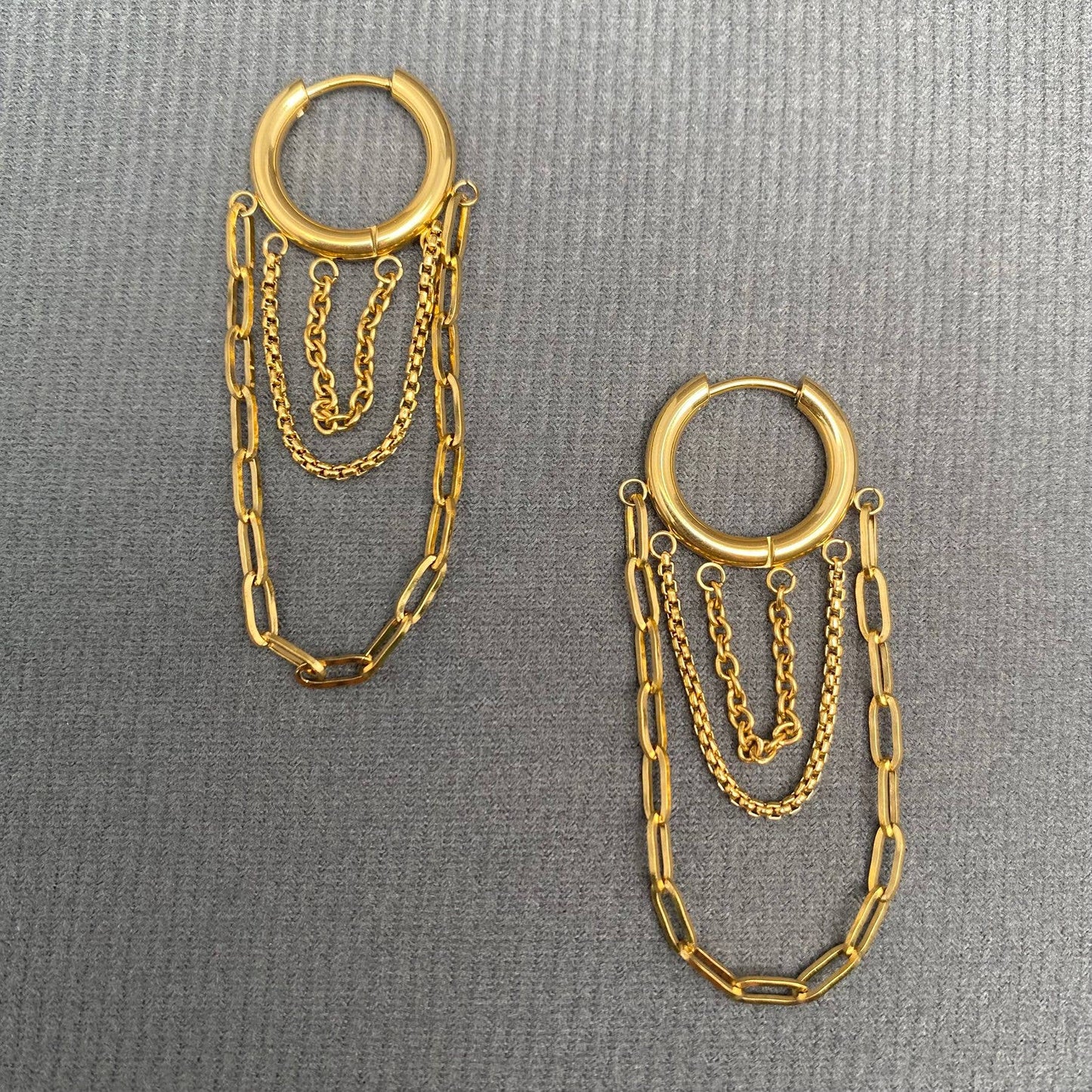 M2. Chain Fringe 18K Gold Plated Huggie Earrings