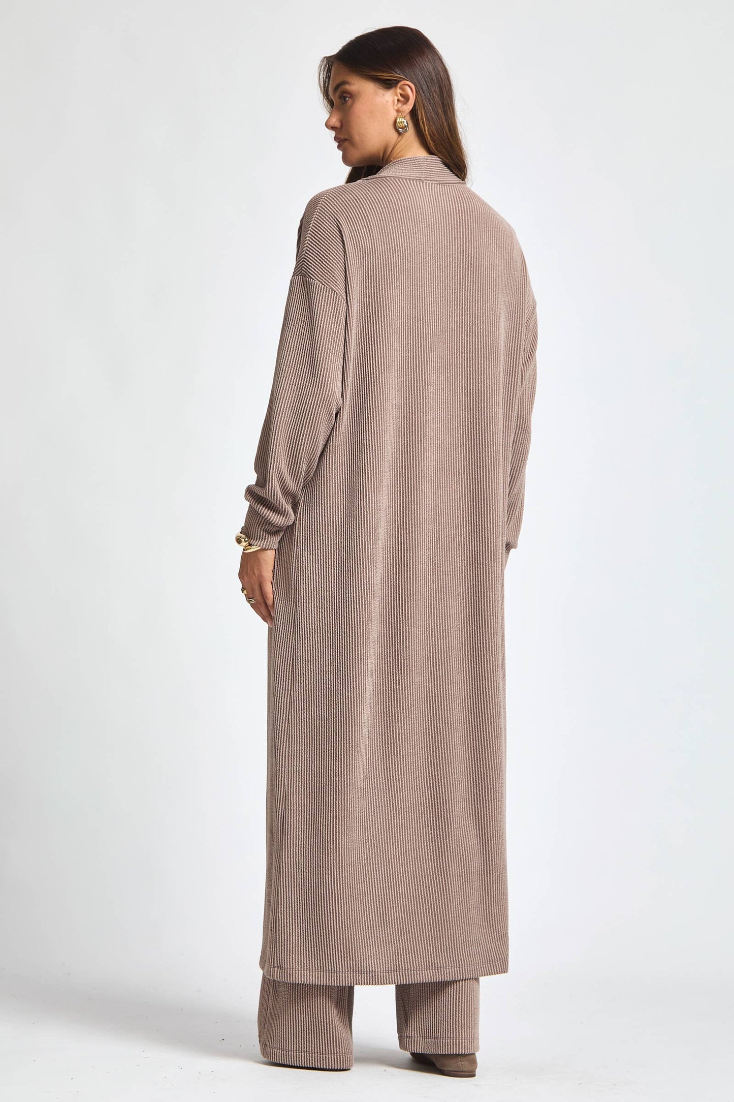 Longline Cardigan + Relaxed Pants 2 Piece: RED / M