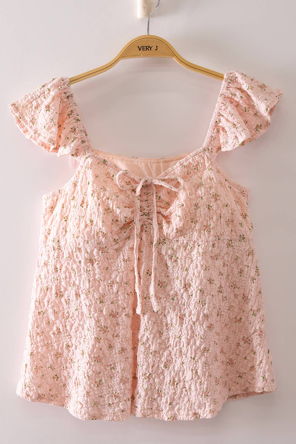NT12515-Romantic Floral Ruffle Sleeve Babydoll Top