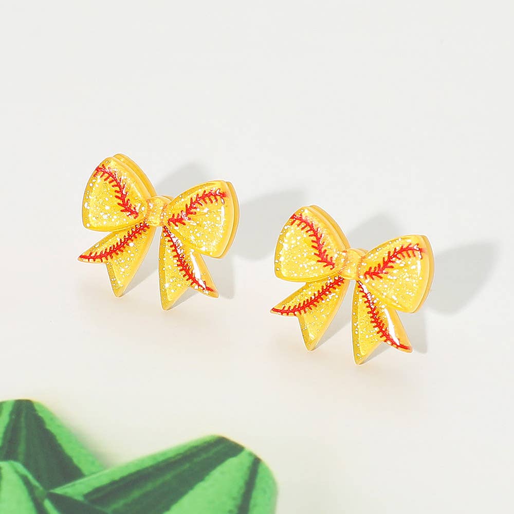 Resin Sports Baseball/Basketball/Football Bow Stud Earrings: Volleyball