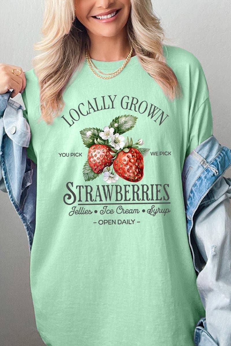 Locally Grown Strawberries Graphic Heavy Cotton T