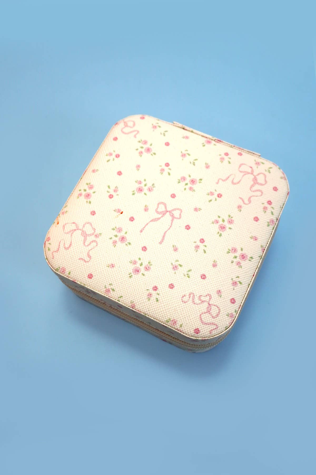 DESIGNED JEWELRY ORGANIZER TRAVEL BOX CASE | 40P552: BOW OFF WHITE