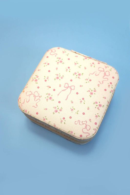 DESIGNED JEWELRY ORGANIZER TRAVEL BOX CASE | 40P552: BOW OFF WHITE