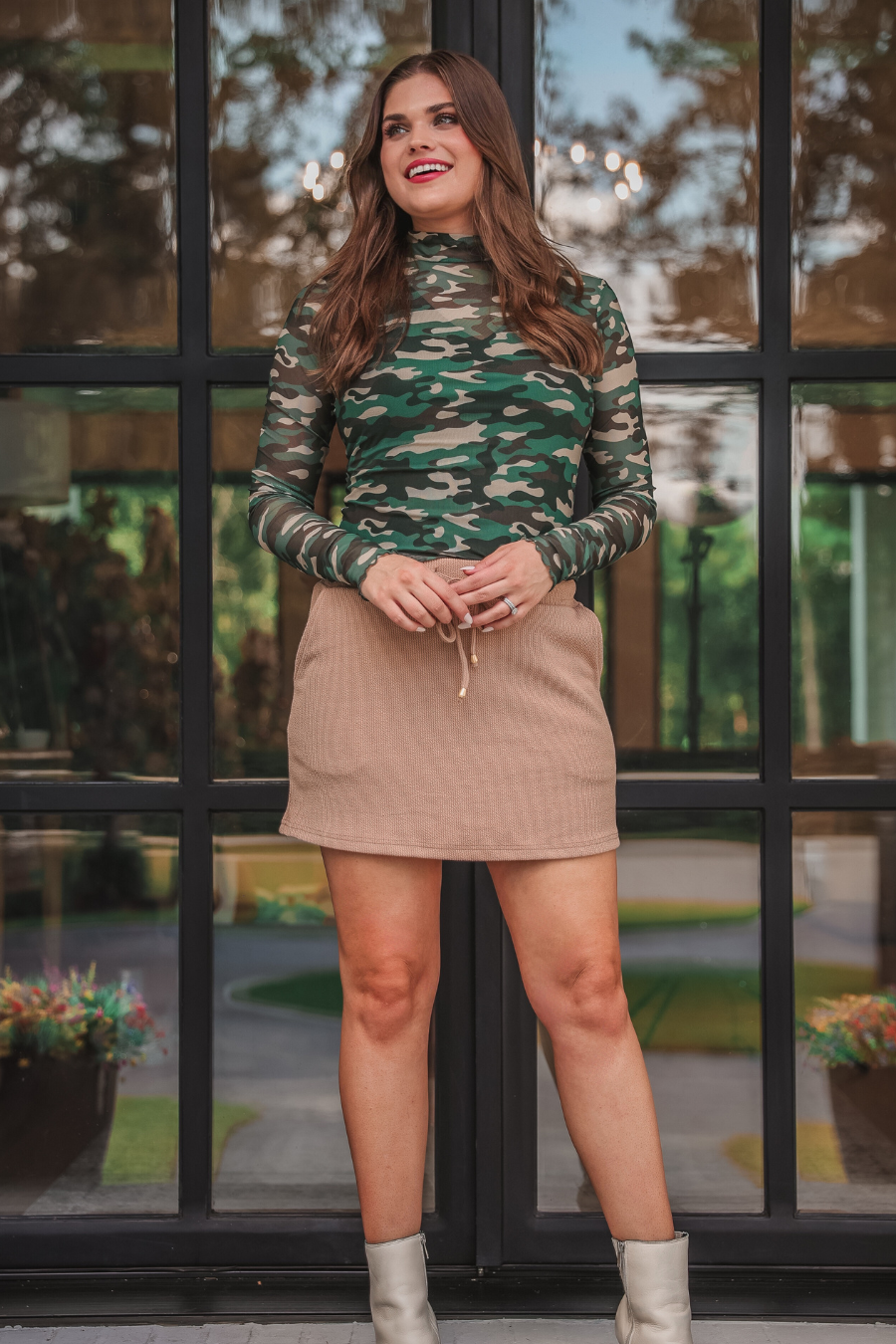 Keigan Mesh Top- Green Camo