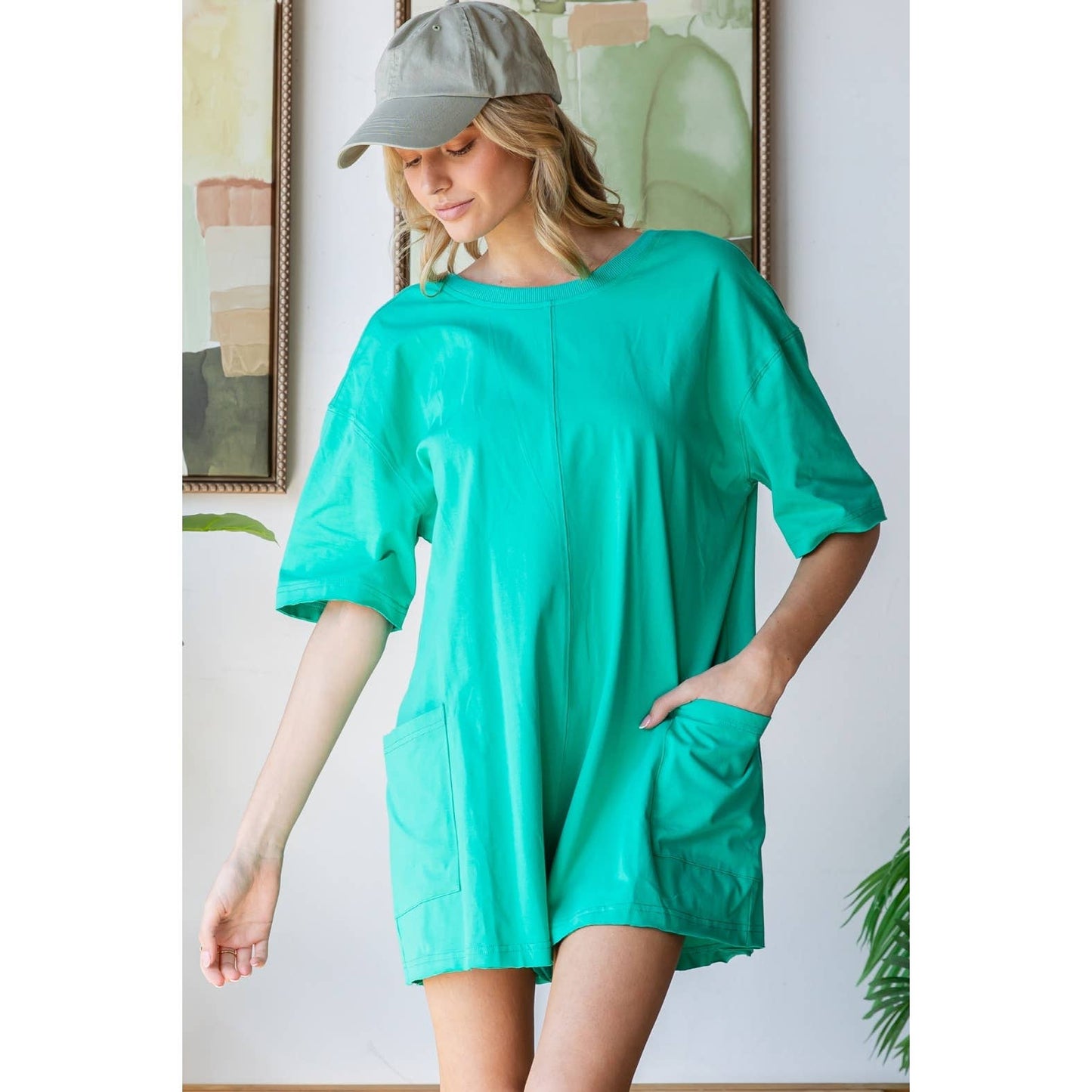Short Sleeve Knit Open Back Romper