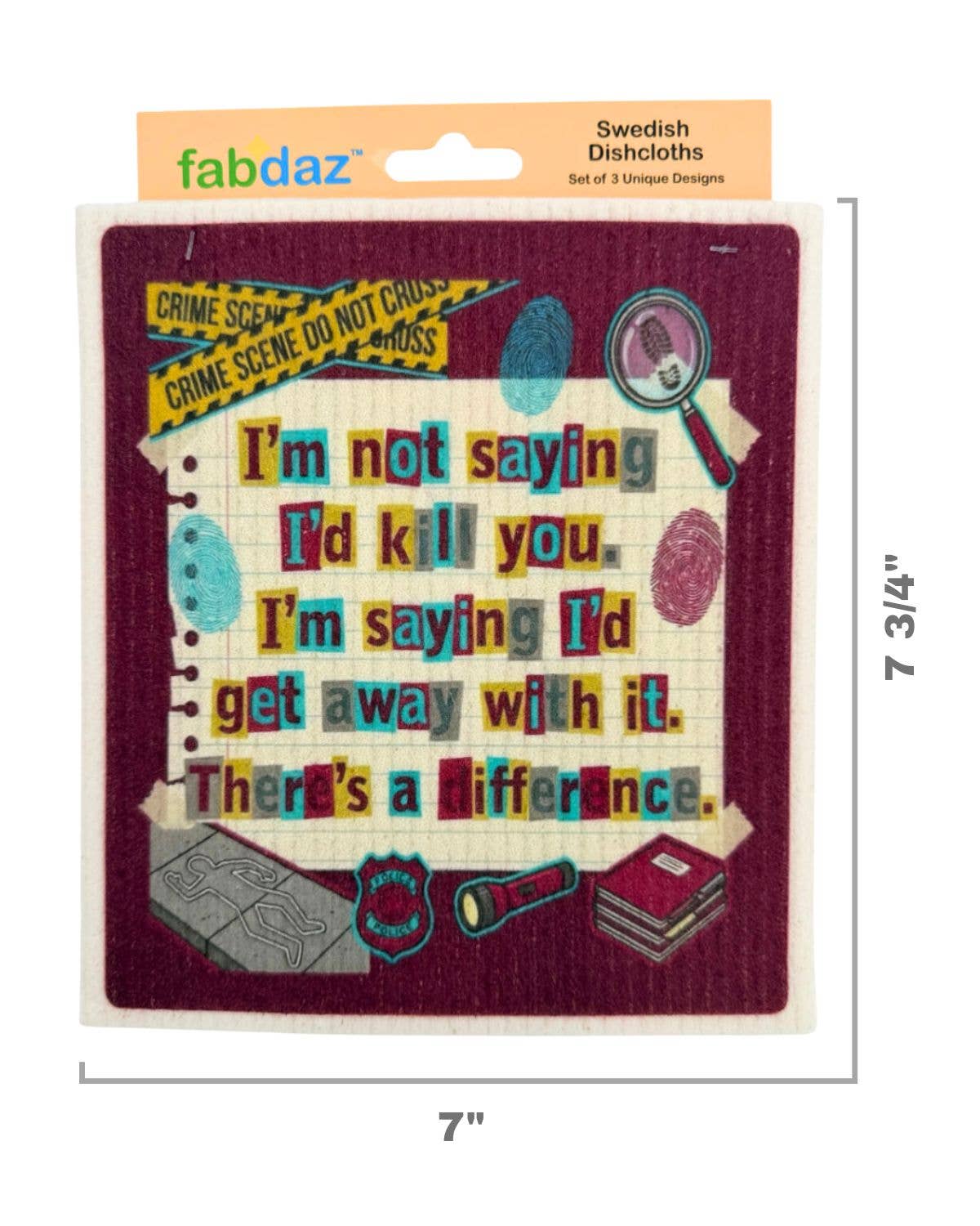 True Crime Funny Sayings - Set of 3 - Swedish Dishcloths