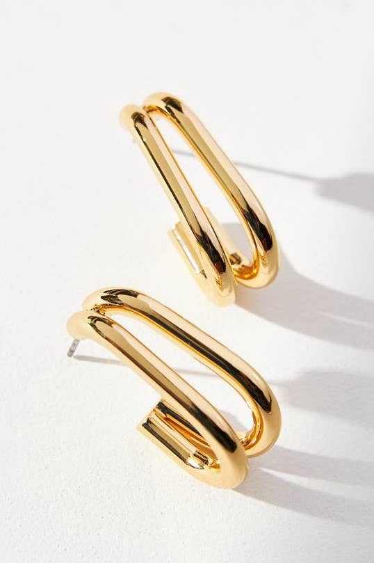 18K STAINLESS STEEL WATERPROOF TARNISH FREE HOOPS | 40E412: GOLD