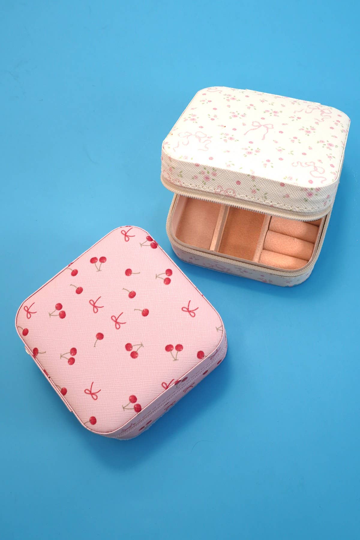 DESIGNED JEWELRY ORGANIZER TRAVEL BOX CASE | 40P552: CHERRY BOW PINK