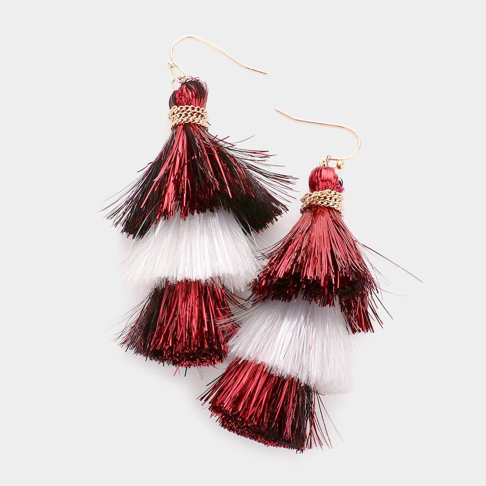 Game Day Triple Tassel Layered Dangle Earrings: M5