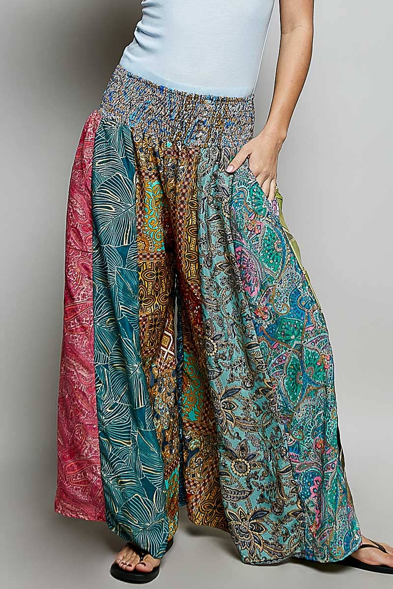 1B. One-of-a-Kind POL Smocked Waist Printed Wide Leg Pants