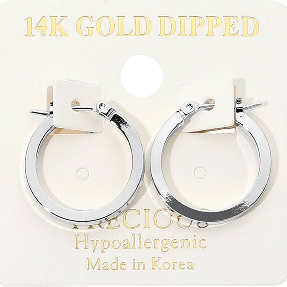 J4. 14K Gold Dipped Hypoallergenic Polished Pin Catch Hoop Earrings