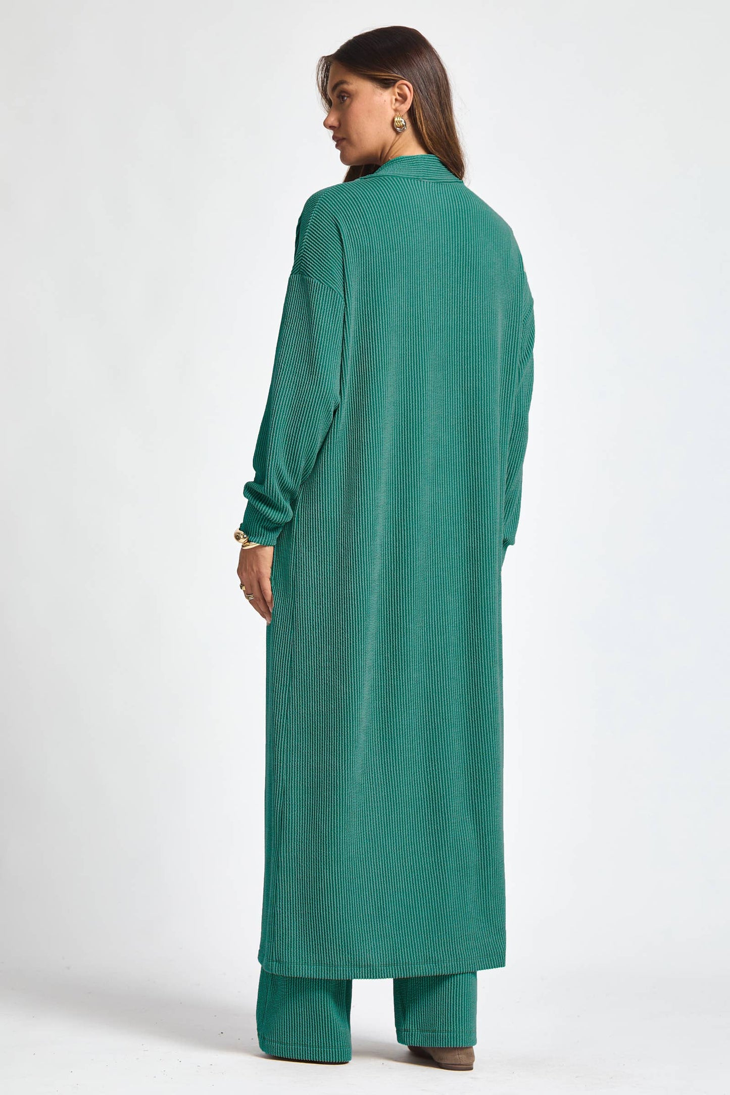 Longline Cardigan + Relaxed Pants 2 Piece: RED / M