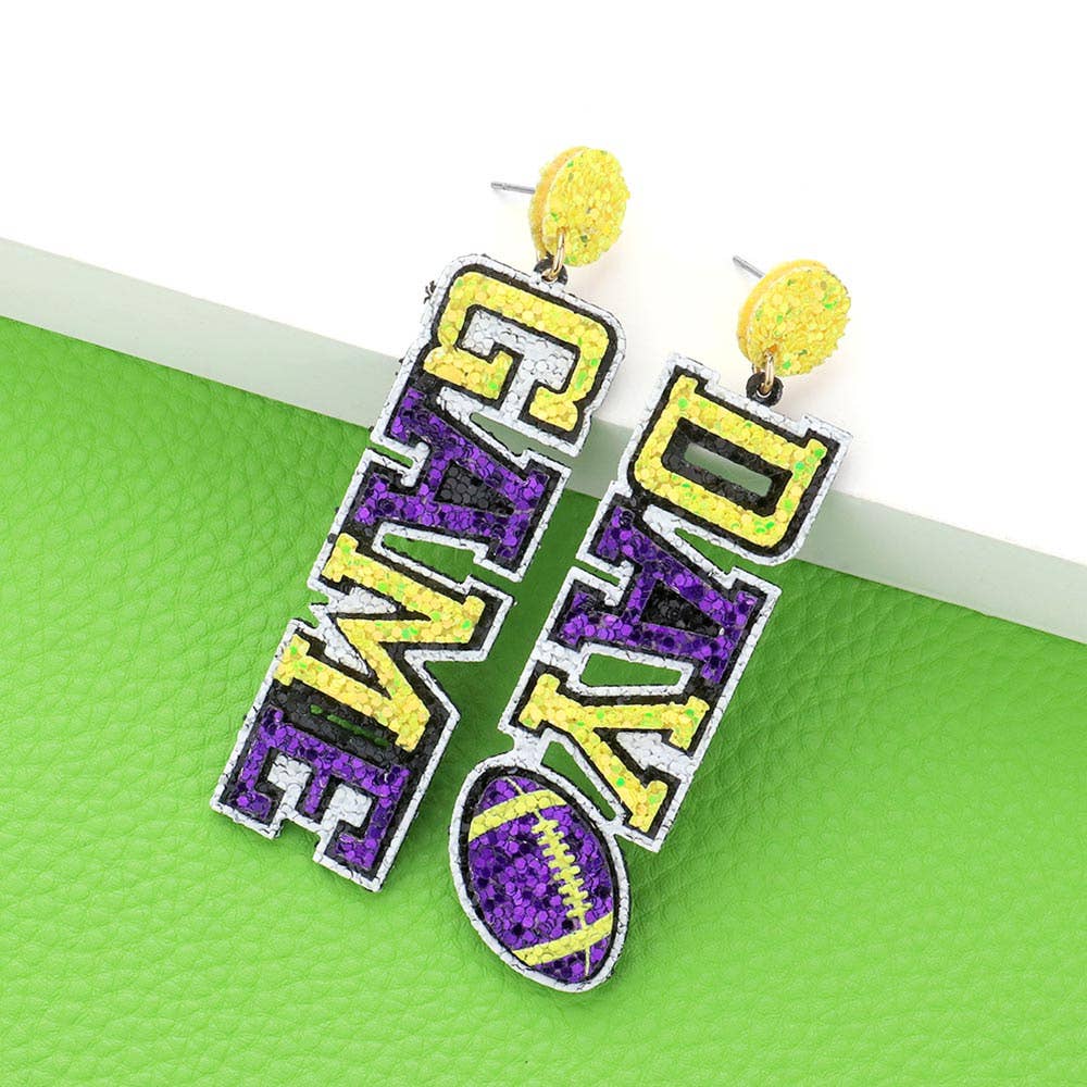 Game Day Message Football Bling Dangle Earrings
: M9