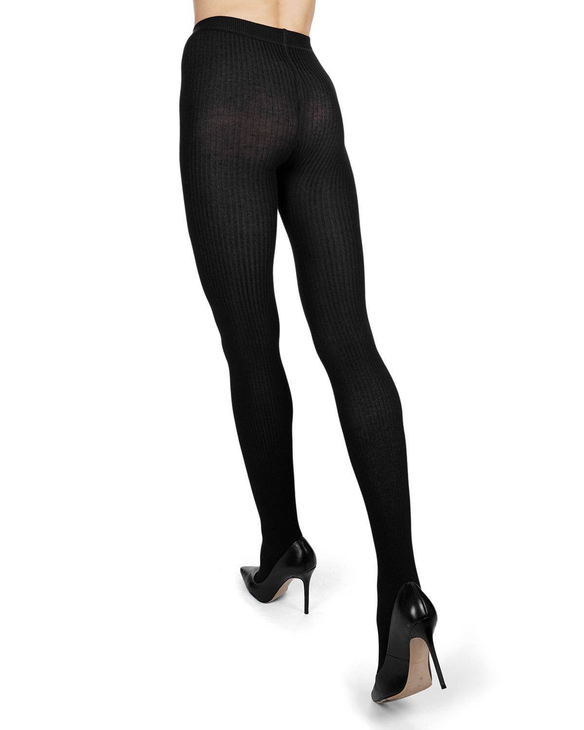 MeMoi Pin Ribbed Cotton Tights