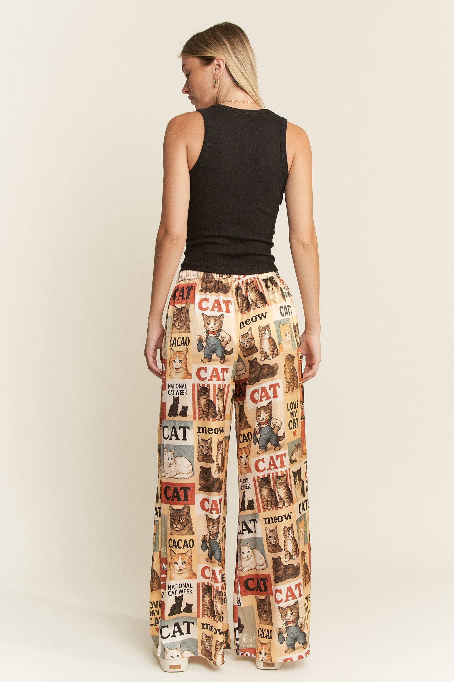 CAT WEEK COLLAGE WIDE LEG PANTS