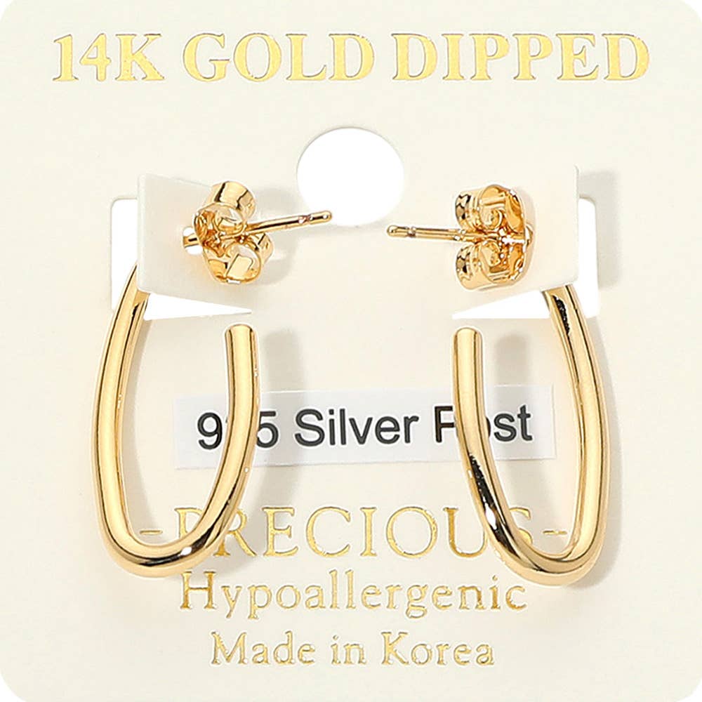 14K Gold Dipped Hypoallergenic U Shaped Hoop Earrings
