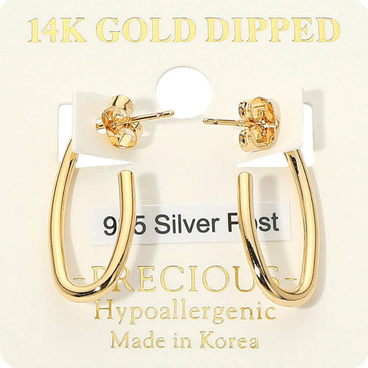 14K Gold Dipped Hypoallergenic U Shaped Hoop Earrings