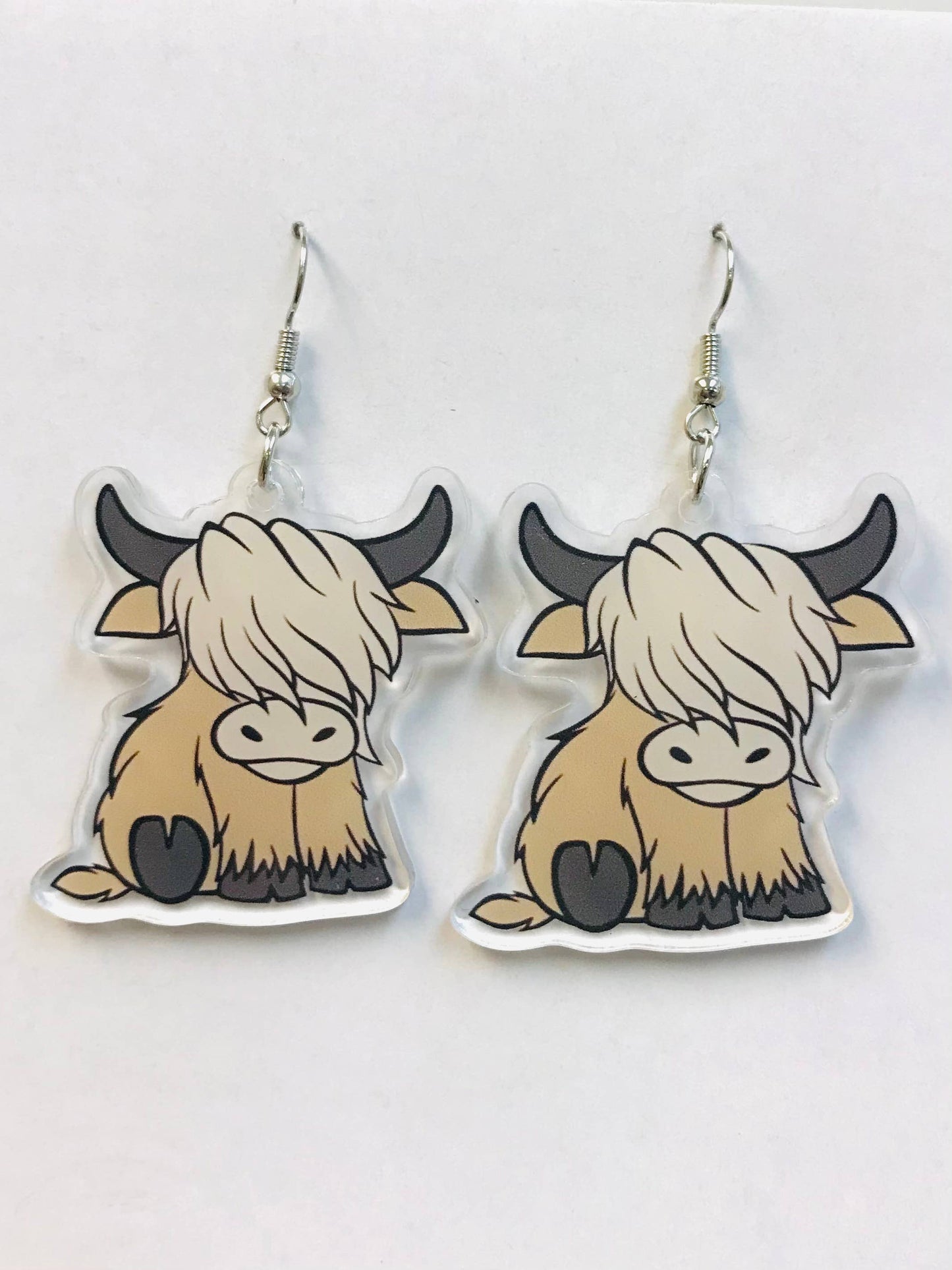 Highland Cow Earrings, Acrylic Earrings: Cowboy Cow
