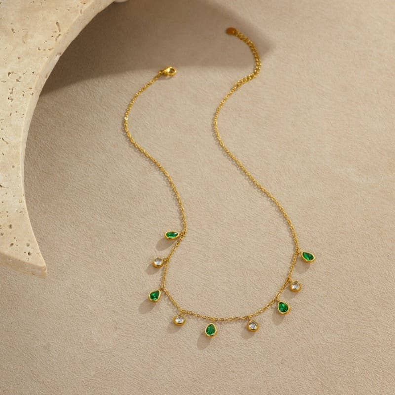 J32. CRYSTAL RHINESTONE MULTI DROP PENDANT NECKLACE