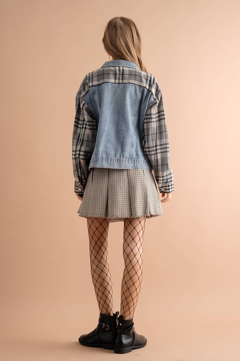 40034S - PLAID PLEATED SKIRT WITH SIZE ZIPPER OPENING