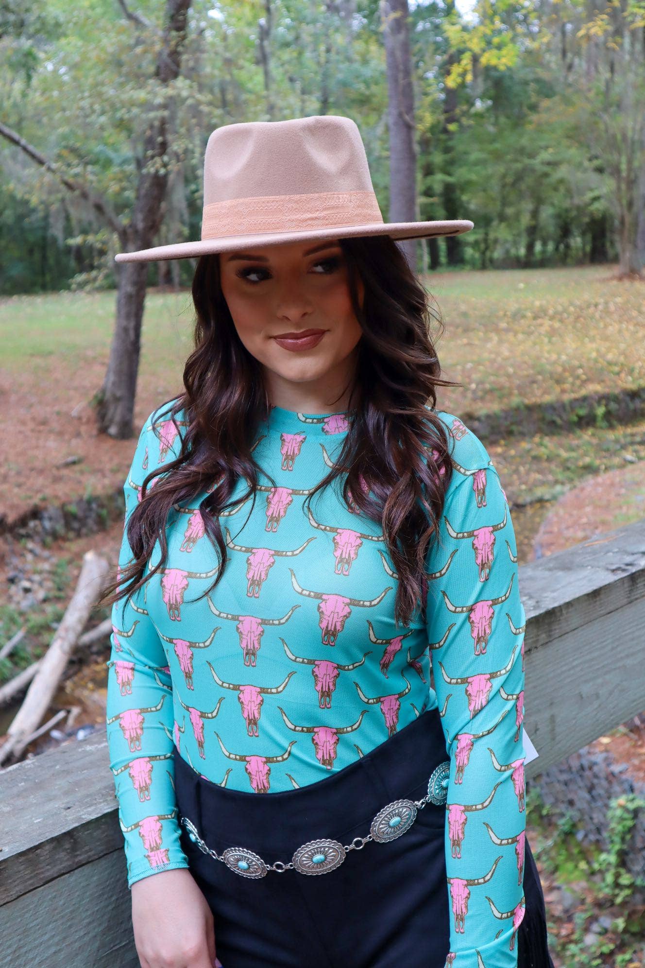 MK165 Cow Skull Cute Heifer LS Mesh Top