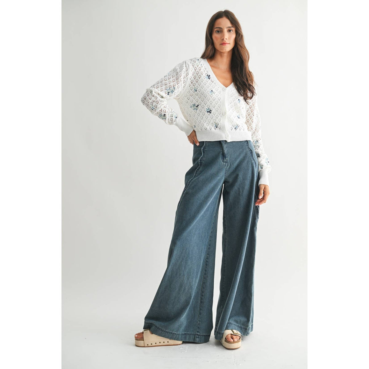 WIDE-LEG DENIM TROUSERS