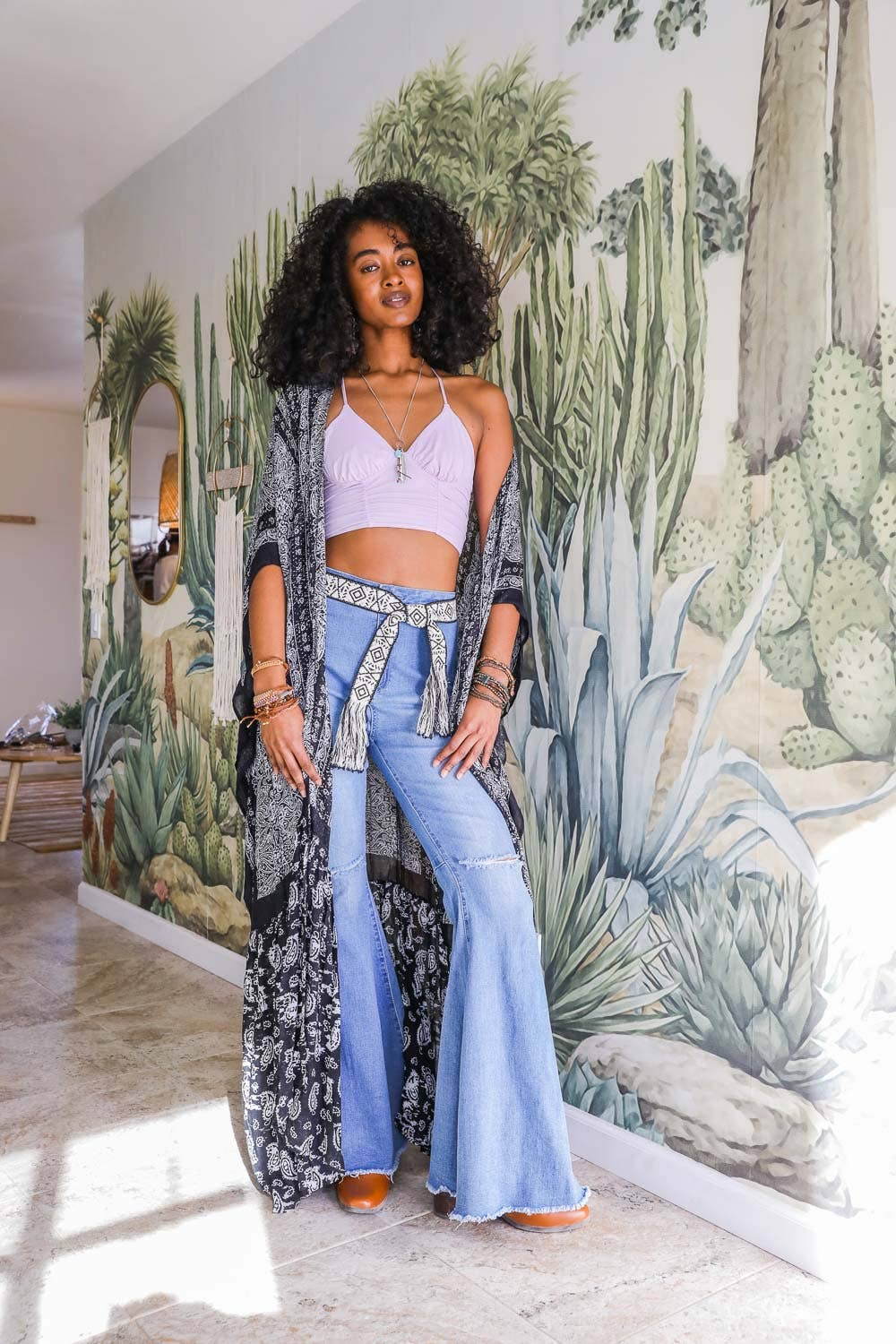 Paisley Perfection Free Flow Kimono 🦋 - Boho: Olive