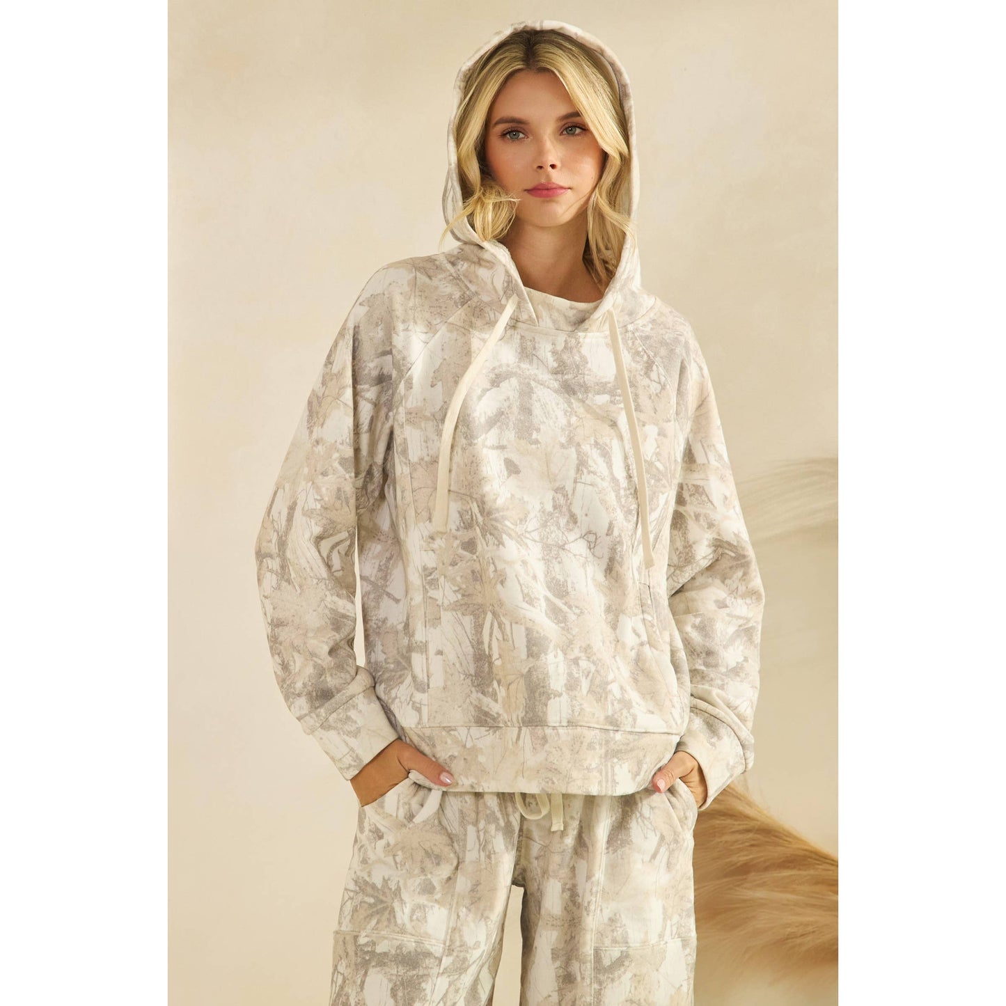 Printed French Terry Hoodie: Camo B / M