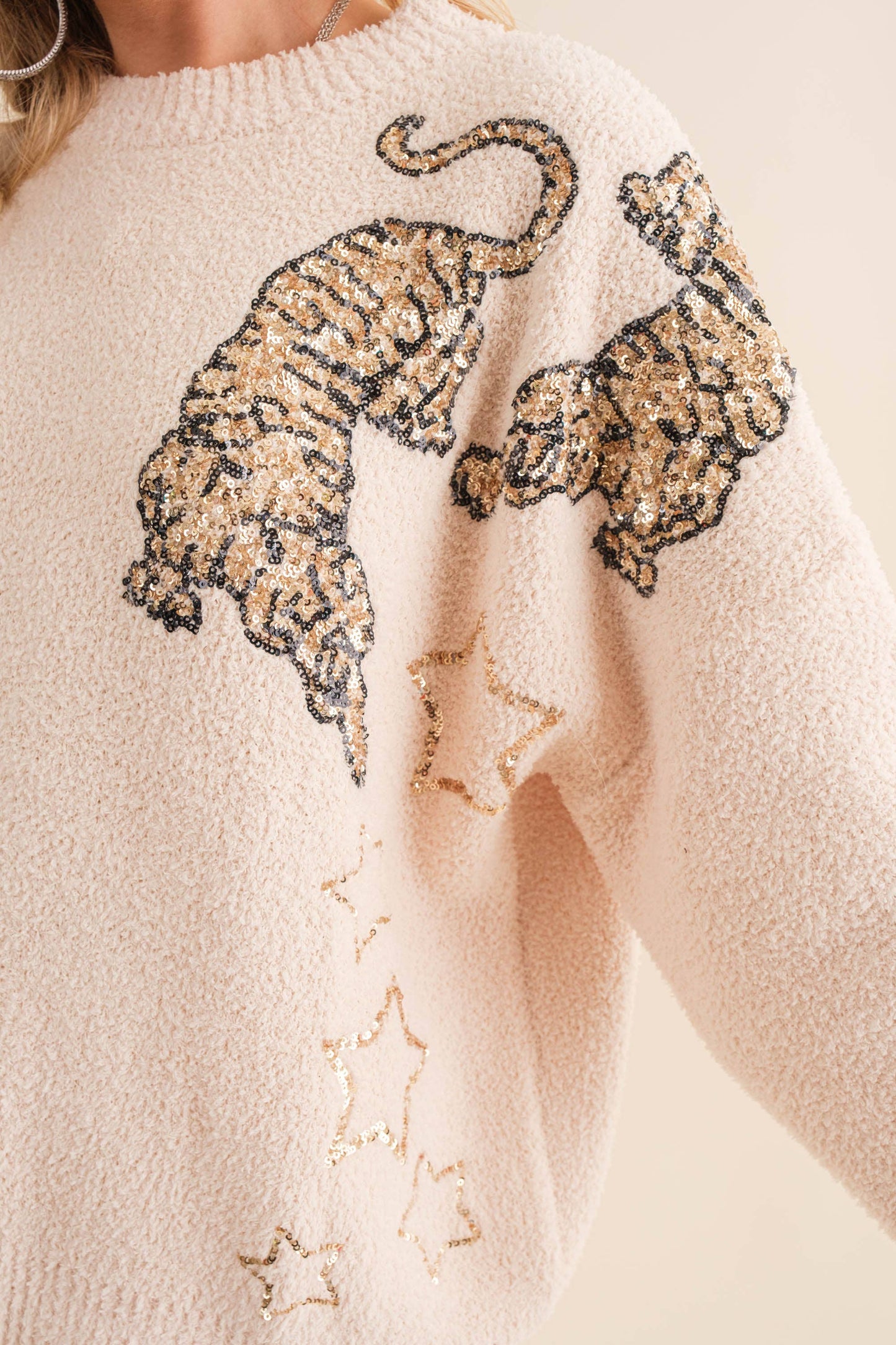 Cozy Tiger Mamacita Sequin Sweater and Shorts Set