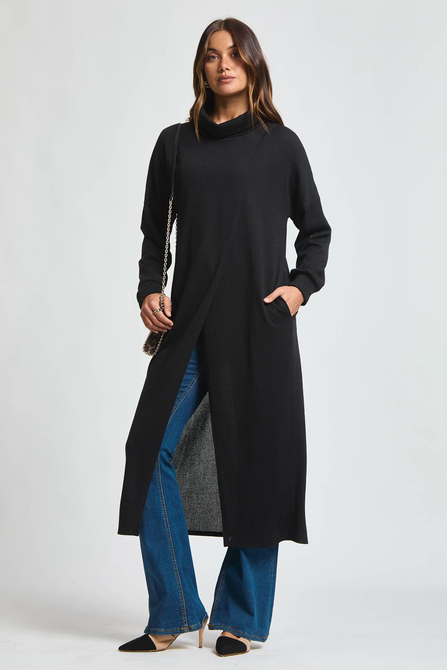 Flowy Surplice Wrap Duster